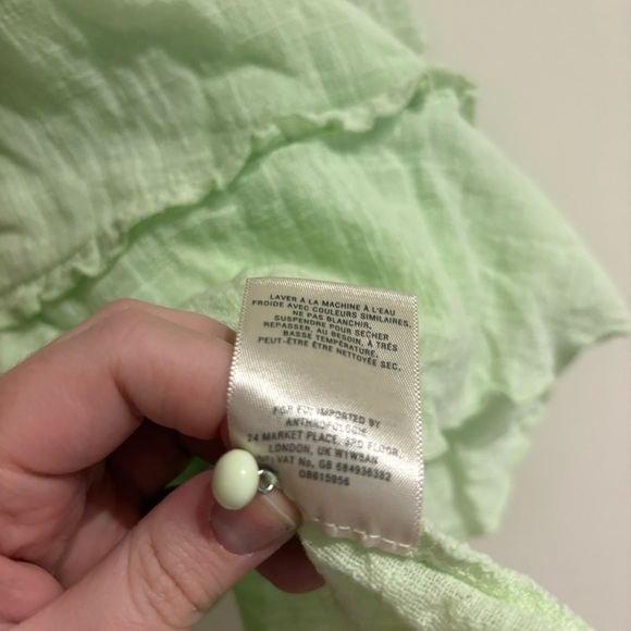 Maeve Anthropologie Green Cascade Ruffle Gauze Cotton Top Size Medium - Picture 8 of 10